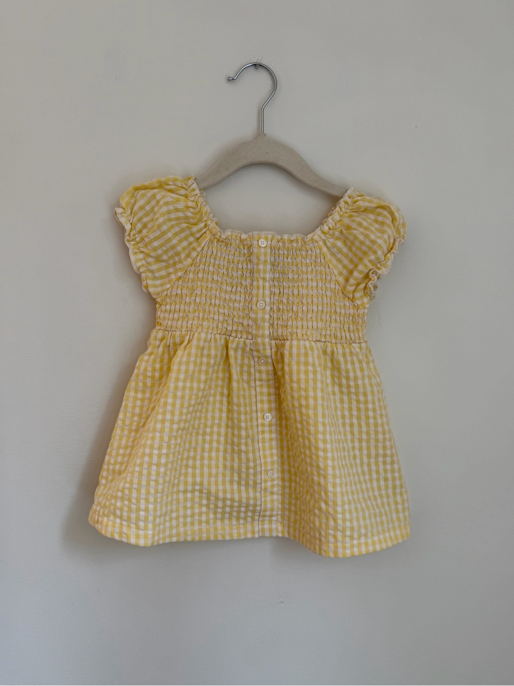 Andy & Evan Yellow Gingham Smocked Shirt (Size 4)